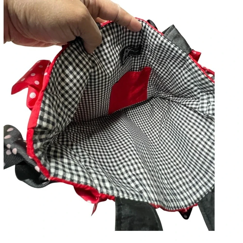 La Shea Georgia Bulldogs UGA Red Bow Gingham Lined Tote Bag Handbag NCAA